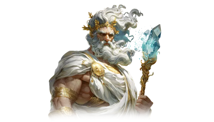 Dievs Zevs ar kristāla zizli